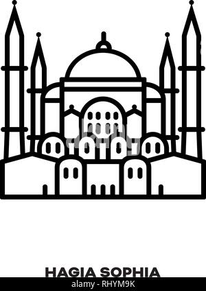 Die Hagia Sophia in Istanbul, Türkei, Vektor Symbol Leitung. Internationale Sehenswürdigkeiten und Tourismus Symbol. Stock Vektor