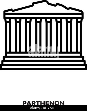 Parthenon Tempel auf der Akropolis Zitadelle, Athen, Griechenland, Vektor Symbol Leitung. Internationale Sehenswürdigkeiten und Tourismus Symbol. Stock Vektor