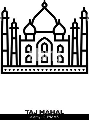 Taj Mahal, Agra, Uttar Pradesh, Indien, Vektor Symbol Leitung. Internationale Sehenswürdigkeiten und Tourismus Symbol. Stock Vektor