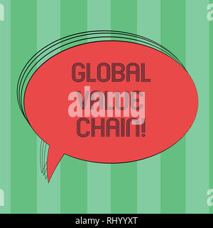 Text Zeichen angezeigt Globale Wertschöpfungskette. Konzeptionelle Foto mit Tätigkeiten in der Produktion gut oder Dienst leer Oval beschrieben Farbe Speec beteiligt Stockfoto