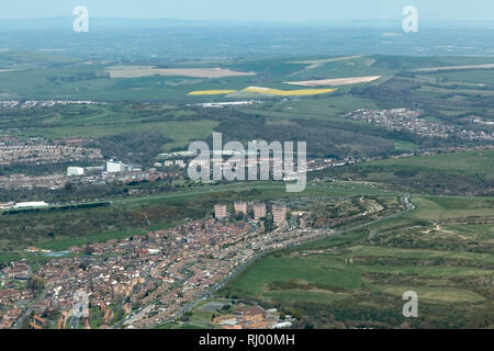 Luftaufnahme über West Sussex Stockfoto