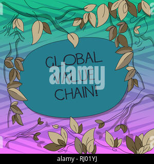 Konzeptionelle Handschrift zeigt globale Wertschöpfungskette. Business Foto Text mit Tätigkeiten in der Produktion Gut oder eine Dienstleistung Zweige Scatte beteiligt Stockfoto