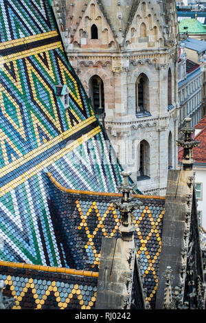 Ansicht von St. Stephen's Cathedral (Stephansdom) North Tower in Wien, Österreich. Stockfoto