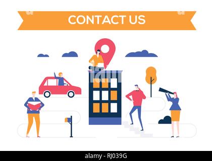 Kontakt - flaches design Stil bunte Illustration Stock Vektor