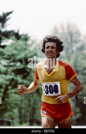 Frank Kürzere konkurrieren in der 1979 Trevira Twosome Stockfoto