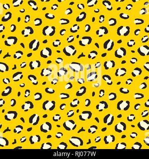 Gelb mit Leopardenmuster. Nahtlose Fell Textur Stock Vektor