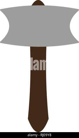 Ax mit grauen Metallteil und Holzgriff. Der auf die Klinge abbrach. Vektor Bild. Moderner Stil. - Vektor Stock Vektor
