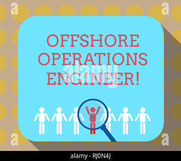 Wort schreiben Text Offshore Operations Engineer. Business Konzept für die Aufsicht über das Öl- und Gasgeschäft in der rig Lupe über Erwählt Fi Stockfoto