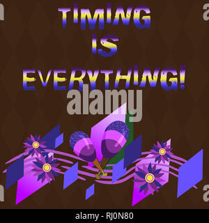 Konzeptionelle Hand schreiben, Timing ist alles. Business Foto präsentiert, wenn die Zeit reif ist, wird alles in bunten Instr fallen Stockfoto