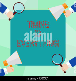 Konzeptionelle Hand schreiben, Timing ist alles. Business Foto präsentiert, wenn die Zeit reif ist, wird alles in Hu Analyse Ha fallen Stockfoto