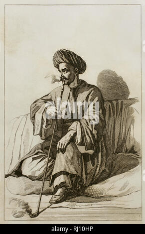 Syrien. Inabitant von Damaskus. Kupferstich von Vernier. Panorama Universal. Geschichte von Arabien, 1851. Stockfoto