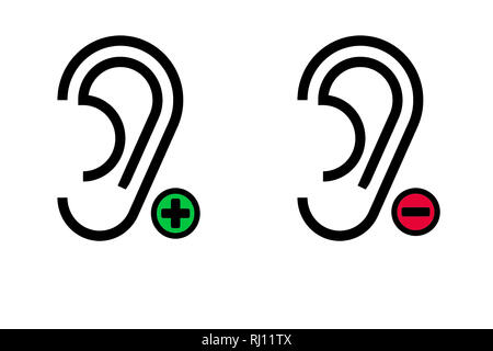 Das Symbol für den Lautstärkeregler nach oben oder unten auf weißem Hintergrund Stockfoto