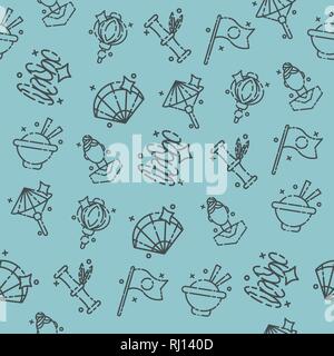 Japan Flachbild Symbole Design Travel Concept Muster. Vector Illustration, EPS 10. Stock Vektor