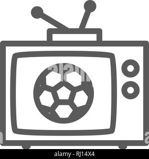 Broadcast Match auf TV, Fußball-Symbol. Stock Vektor