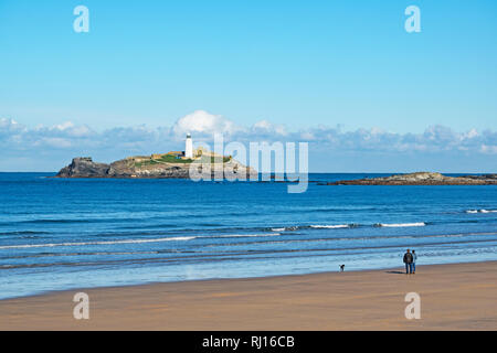 Godrevy Leuchtturm in St. Ives Bay, Cornwall, England, Großbritannien, Großbritannien. Stockfoto