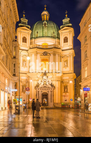 Peterskirche ("St.-Peter Kirche) wie gesehen vom Graben, Innere Stadt ("Innere Stadt"), Wien, Österreich. Stockfoto