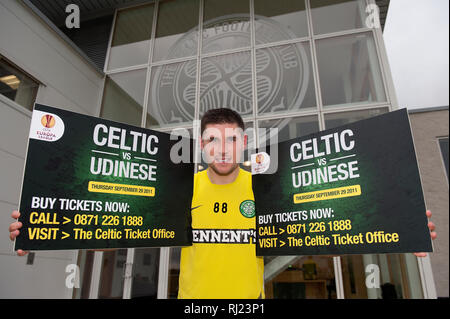 CELTIC Celtic Stürmer Gary GARY HOOPER Hooper fördert die bevorstehenden Europa League Spiel im Lennoxtown. Lenny Warren/Warren Medien07860 830050 Stockfoto