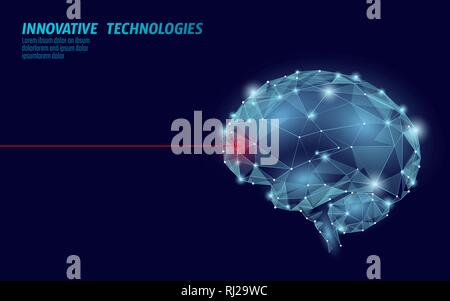 Gehirn Behandlung Low Poly 3D-Render. Droge nootropische menschliche Fähigkeit Reizmittel smart der psychischen Gesundheit. Medizin kognitive Rehabilitation in der Alzheimer Krankheit Stock Vektor