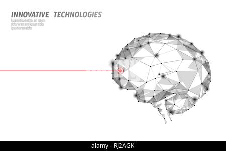 Gehirn Behandlung Low Poly 3D-Render. Droge nootropische menschliche Fähigkeit Reizmittel smart der psychischen Gesundheit. Medizin kognitive Rehabilitation in der Alzheimer Krankheit Stock Vektor