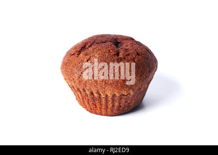 Eine chocolate Muffin mit dunklen Test auf einem weißen Hintergrund. Stockfoto
