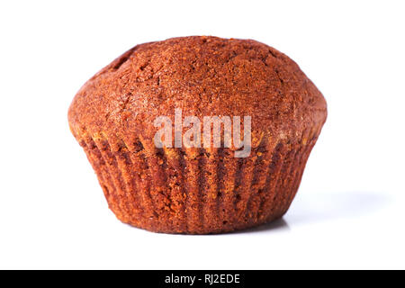 Eine chocolate Muffin mit dunklen Test auf einem weißen Hintergrund. Stockfoto