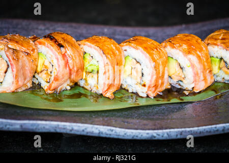 Matsusaka und Wagyu Beef Sushi Roll-japanisches Essen Stil Stockfoto