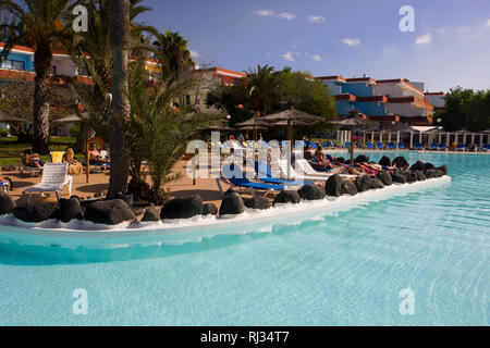 Swimmingpool des Hotel Barlovento Club Hotel, Playa Sotavento, Costa Calma, Fuerteventura, Kanarische Inseln, Spanien, Europa Stockfoto