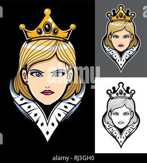 Queen Face Mascot Stock Vector