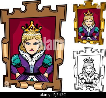 Queen Cartoon Portrait Stock Vector