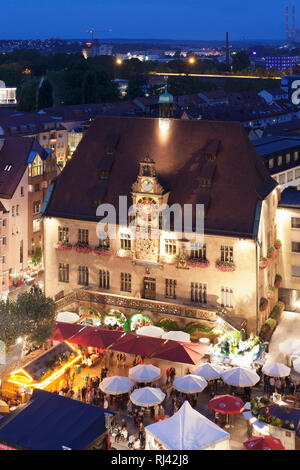 Weindorf auf dem Marktplatz vor dem Rathaus, Heilbronn, Baden-Württemberg, Deutschland Stockfoto