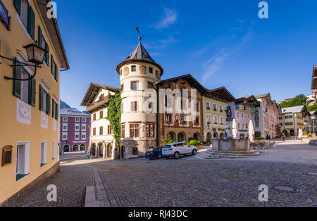 Deutschland, Bayern, Oberbayern, Berchtesgadener Land, Berchtesgaden, Marktplatz, Stockfoto