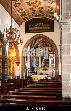 Madeira, Innenraum der Kirche "Igreja Matriz de Santa Cruz' Stockfoto