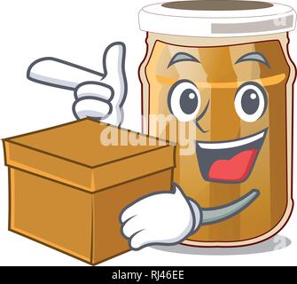 Mit box Mandel Butter auf eine Karikatur, Tabelle Stock Vektor