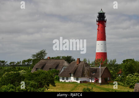 Deutschland, Schleswig-Holstein, Nordfriesland, Pellworm, Leuchtturm Stockfoto