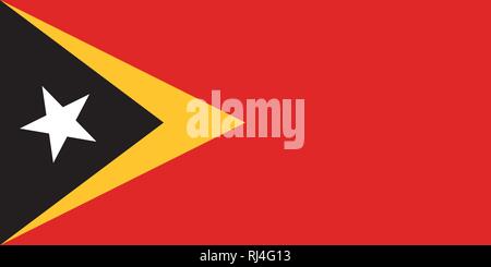 Vektorbild von Timor-leste Flagge. Auf der Grundlage der Offiziellen und dem genauen Timor-leste Fahne Abmessungen (2:1) und Farben (485 C, 123 C, Schwarze und Weiße) Stock Vektor