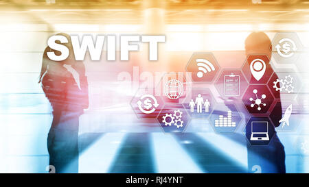 SWIFT. Gesellschaft für Worldwide Interbank Financial Telecommunications. Internationale Zahlungsmittel. Geschäft Hintergrund. Stockfoto