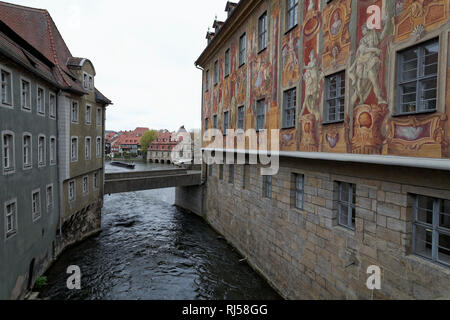 Historisches Altes Rathaus an der Regnitz in Bamberg, Oberfranken, Franken, Bayern, Deutschland Stockfoto