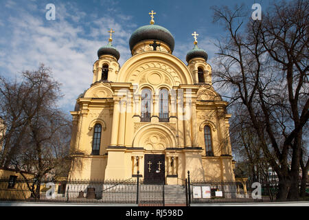 Orthodoxe Kirche in Warschau Vorderansicht, Relikt, dem sogenannten Sobor Swietej metropolitalny Rownej Apostolom Marii Magdaleny w Warszawie oder Cerki Stockfoto