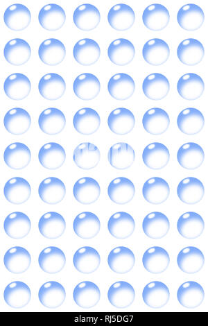Ein Symetrischem Hintergrundmuster Blasen mit Reflexion auf Weiß Stockfoto