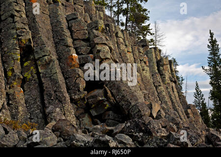 WY 03139-00 ... WYOMING - Basaltsäulen am Sheepeater Klippe im Yellowstone National Park. Stockfoto