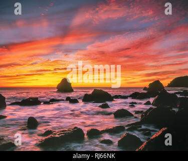 Sonnenuntergang, Strand, Golden Gate National Recreation Area, Marin County, Kalifornien Stockfoto