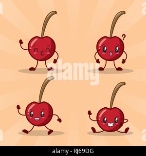Emotionen kawaii Früchte Stock Vektor