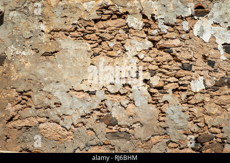 Alte Steinmauer Hintergrund und Textur, in Fuerteventura, Spanien gefunden. Stockfoto