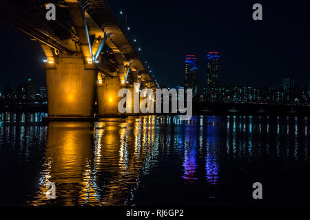 Hangang Fluss Nacht anzeigen Stockfoto