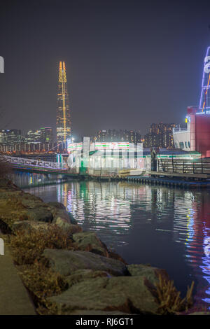 Hangang Fluss Nacht anzeigen Stockfoto