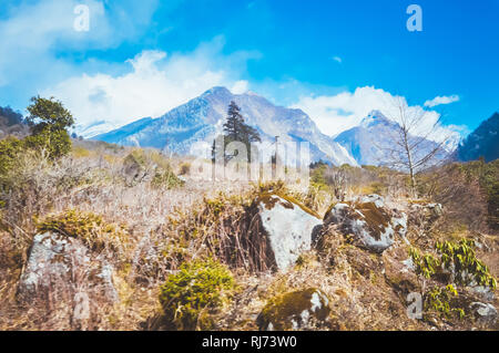 Schöne Annapurna Bergkette des Himalaya. Stockfoto