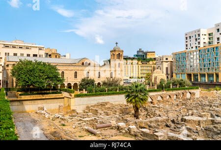 Antike Ruinen und Saint George griechisch-orthodoxen Kathedrale in Beirut, Libanon Stockfoto