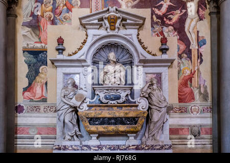 Grab von Galileo Galilei in der Basilika des Heiligen Kreuzes, der Basilika von Santa Croce Stockfoto