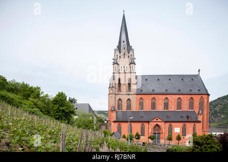 Liebfrauenkirche, Oberwesel, Unesco Weltkulturerbe Oberes Mittelrheintal, Rheinland-Pfalz, Deutschland, Stockfoto