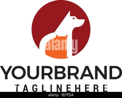 Hund und Katze Logo Vektor Design Vorlage Stock Vektor